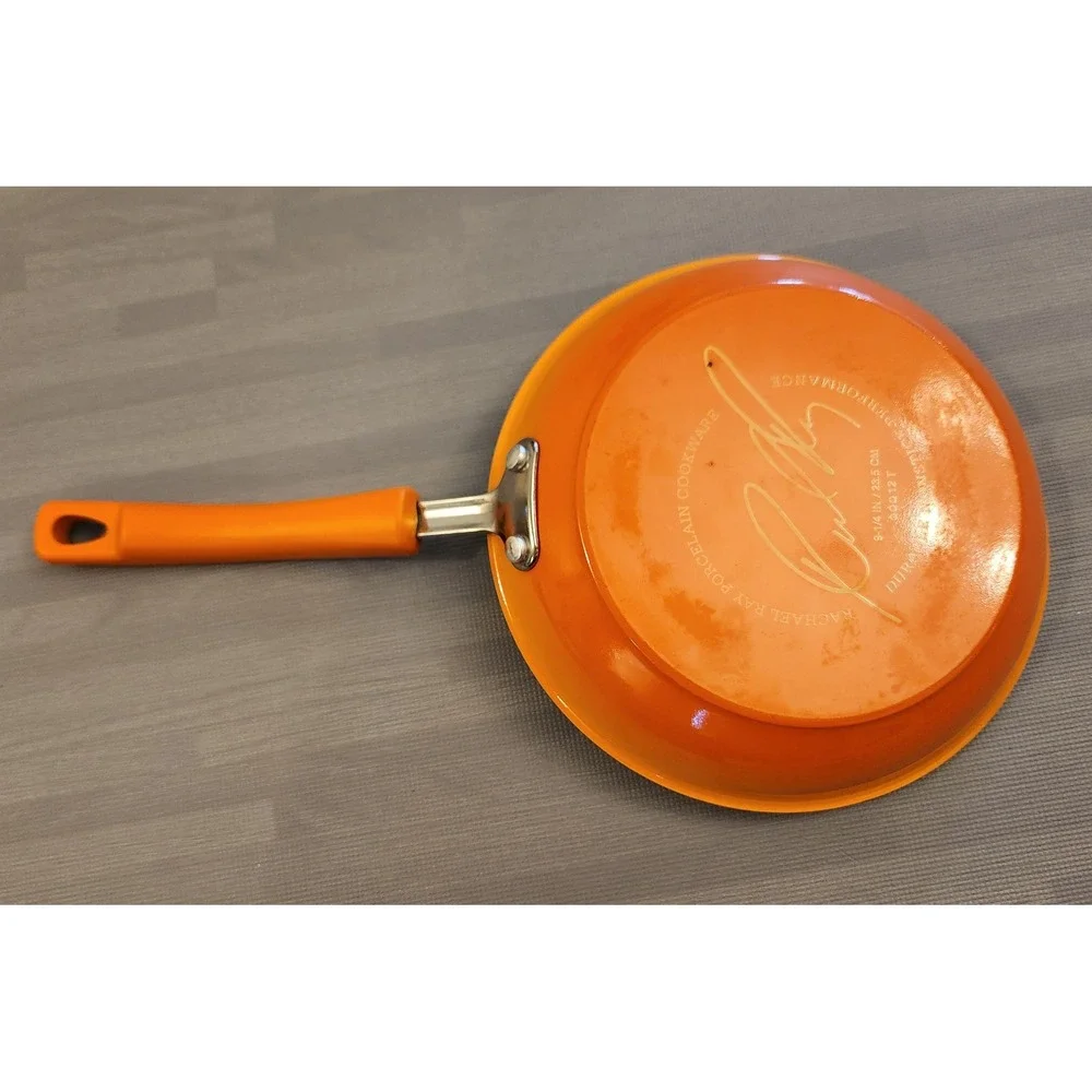 Rachael Ray 9.25 Inch Nonstick‎ Skillet Frying Pan Orange Porcelain Enamel